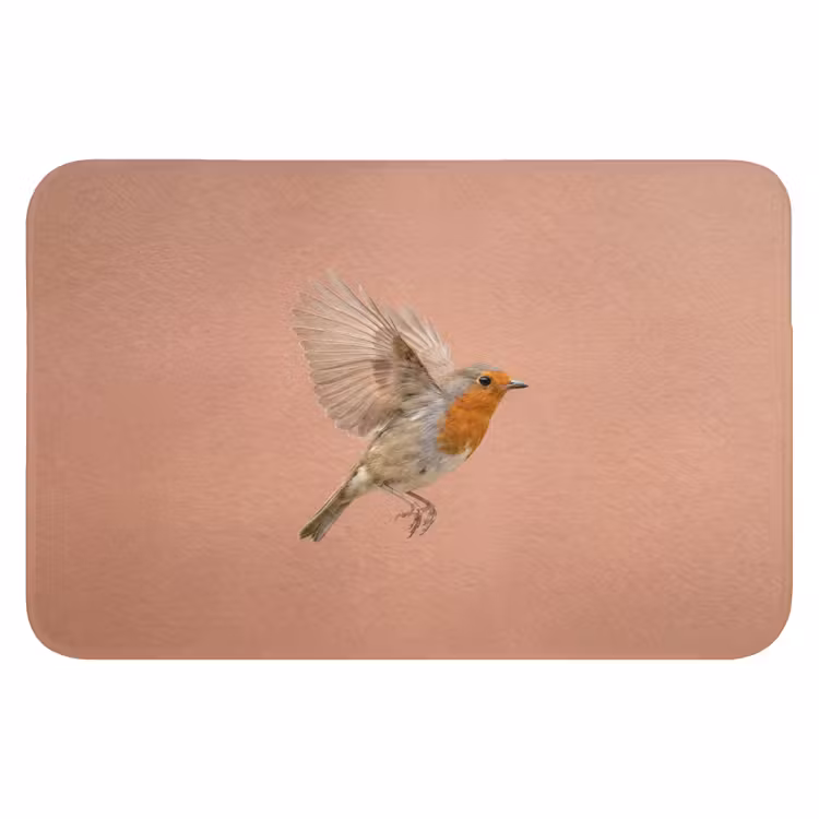 Roodborst - Natuur - Roze Badmat klein -3d