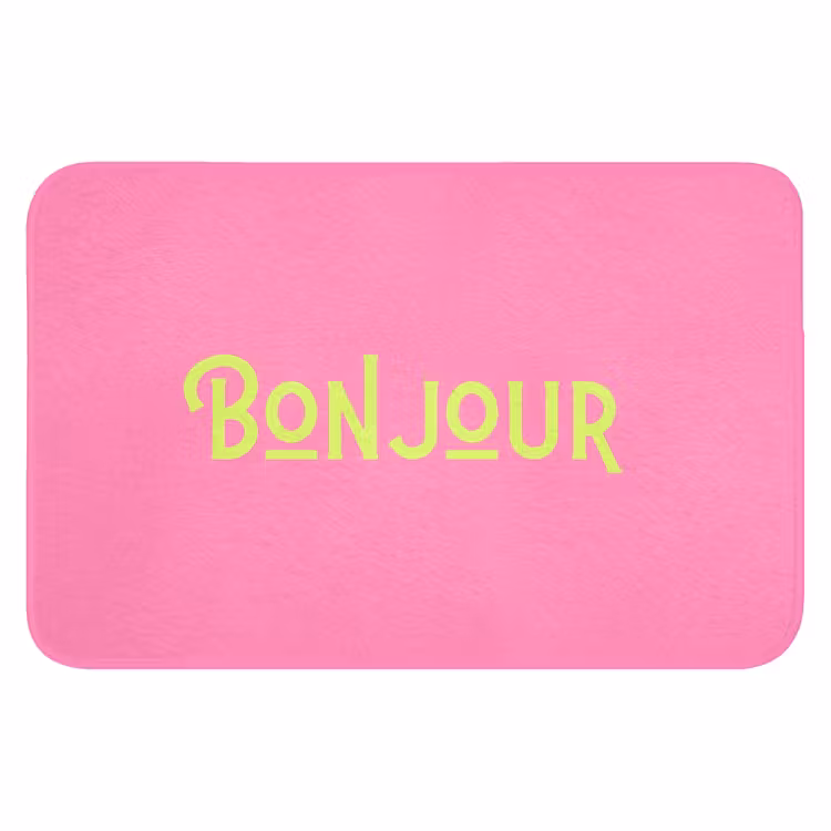Roze - Groene Bonjour - art-deco Badmat klein -3d