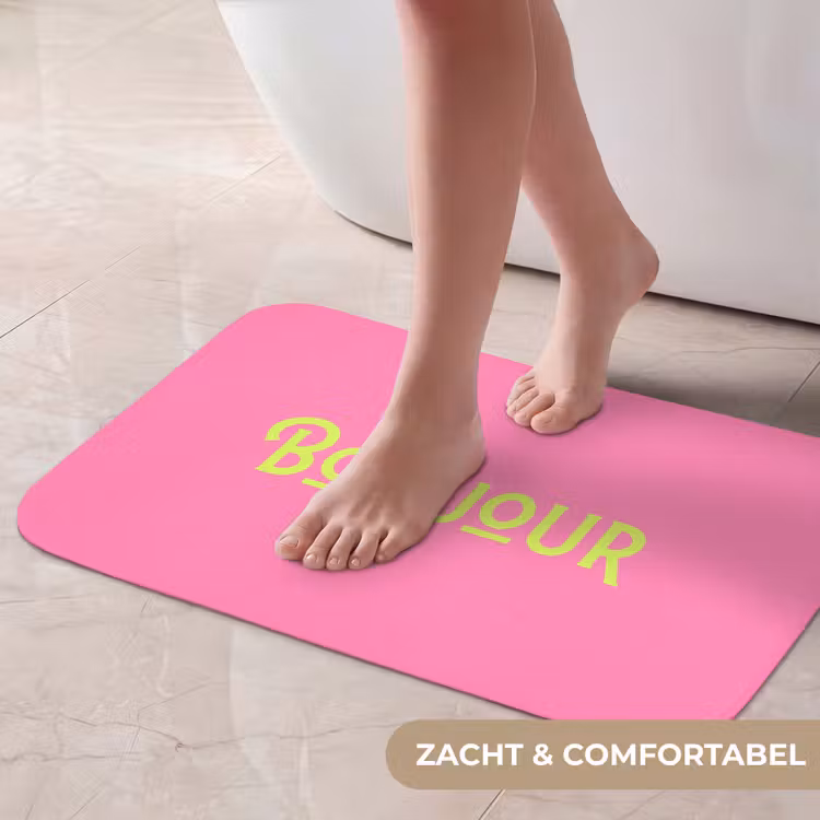 Roze - Groene Bonjour - art-deco Badmat klein -USP_ZachtNL