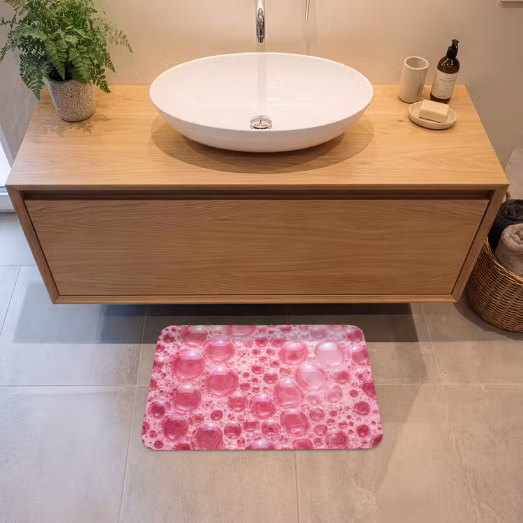 Roze - Schuim - Bubbels Badmat klein -sfeer1