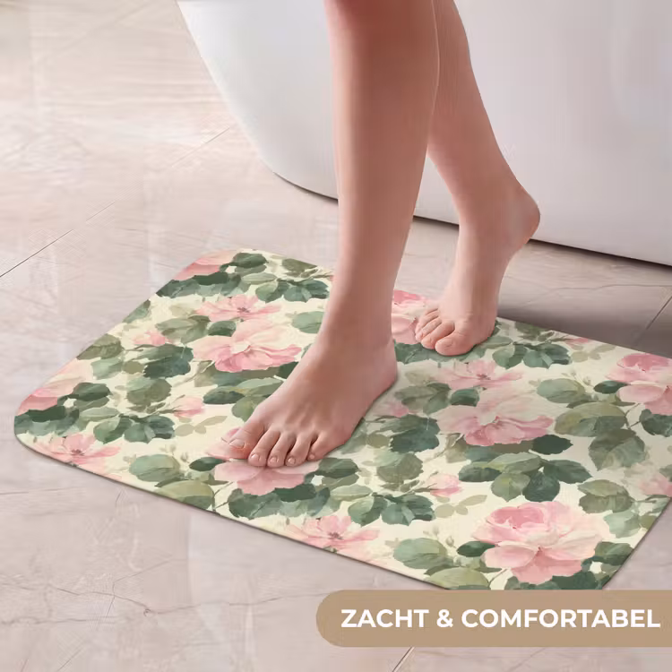 Rozen - Botanisch - Roze Badmat klein 997 -USP_ZachtNL