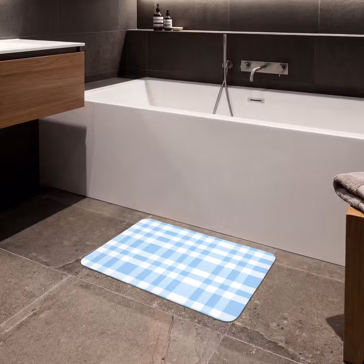 Ruit - Patroon - Blauw Badmat klein 997 -sfeer3