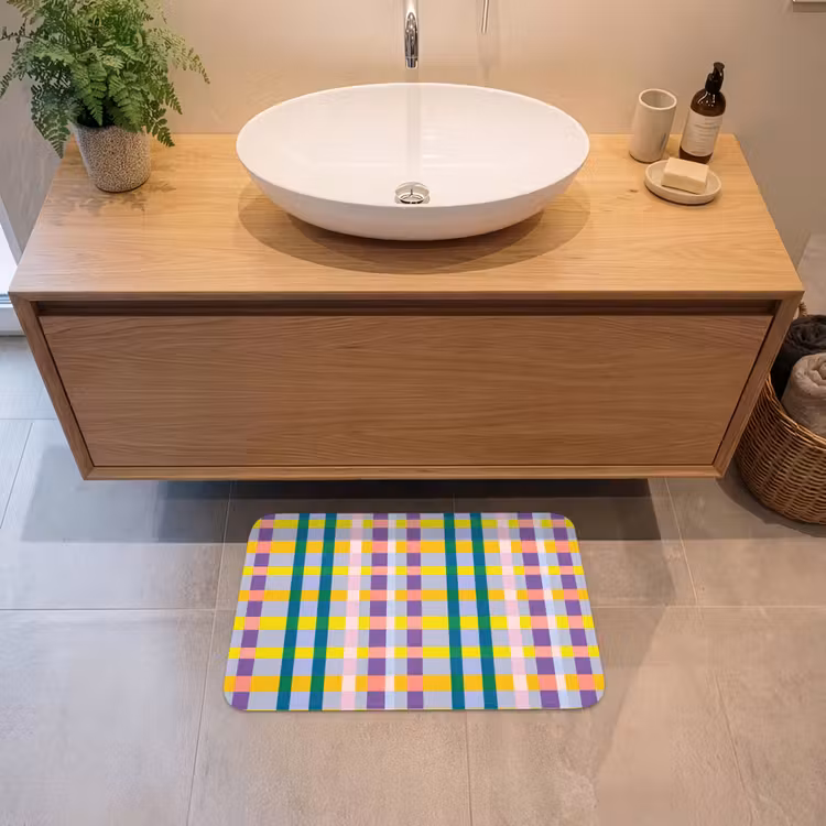 Ruit - Patroon - Kleurrijk Badmat klein 997 -sfeer1