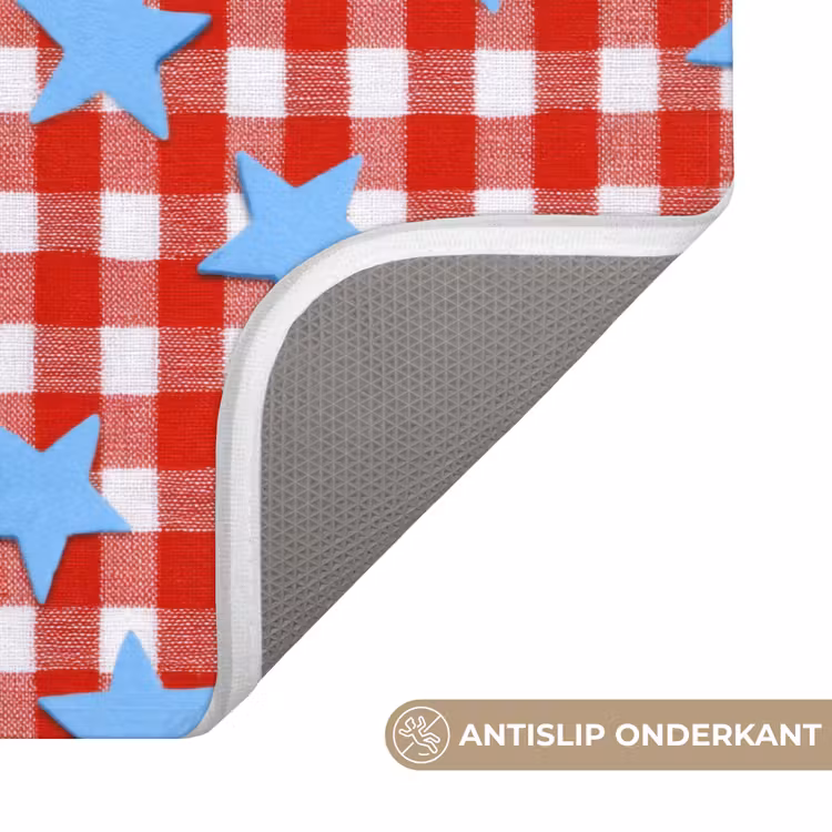 Ruit - Sterren - Rood Badmat klein 997 -USP_AntislipNL