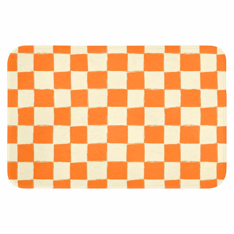 Schaak - Patroon - Oranje Badmat klein 997 -3d