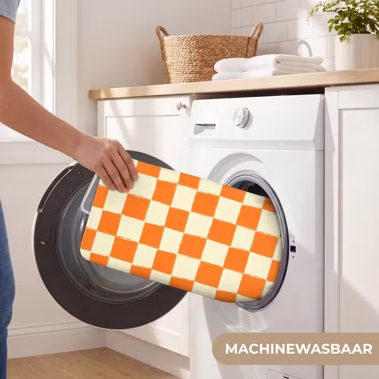 Schaak - Patroon - Oranje Badmat klein 997 -USP_WasbaarNL