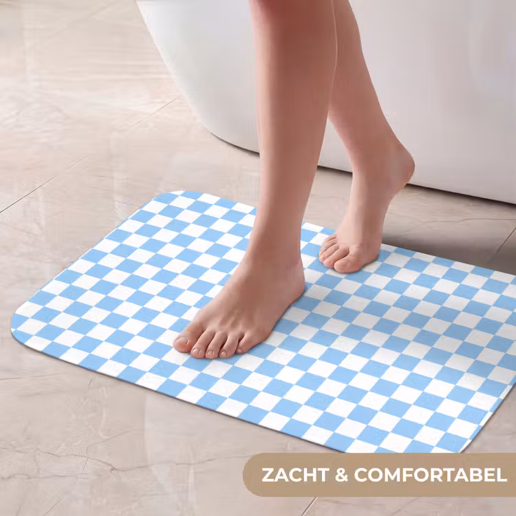 Schaakbord - Klassiek - Blauw Badmat klein 997 -USP_ZachtNL