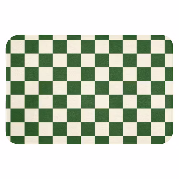 Schaakbord - Patroon - Groen Badmat klein 997 -3d