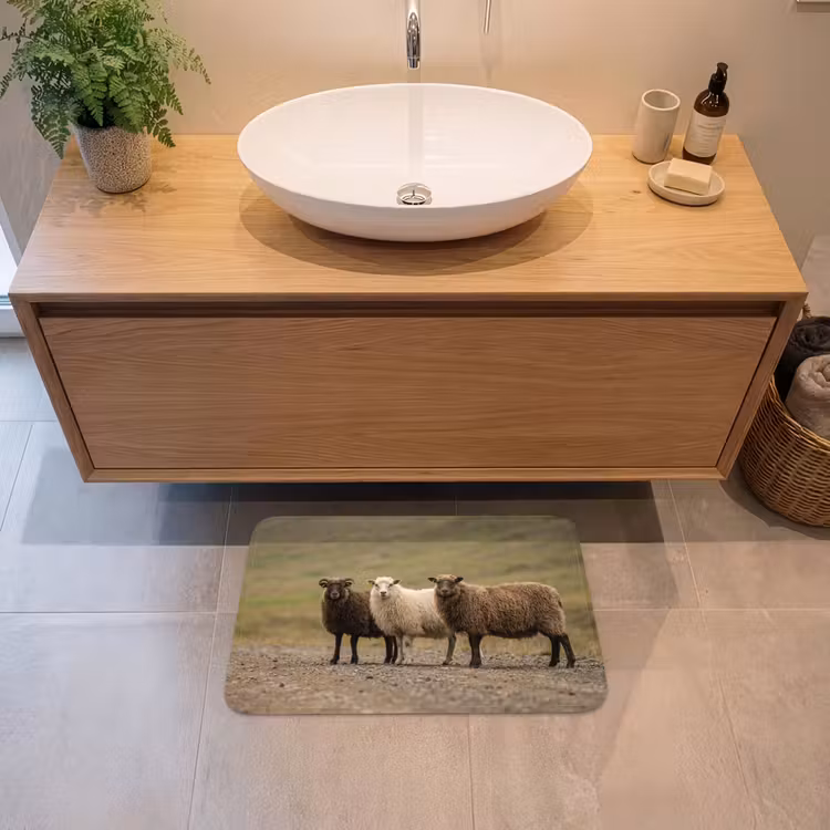 Schapen - Bruin - Wit - Grindpad Badmat klein -sfeer1
