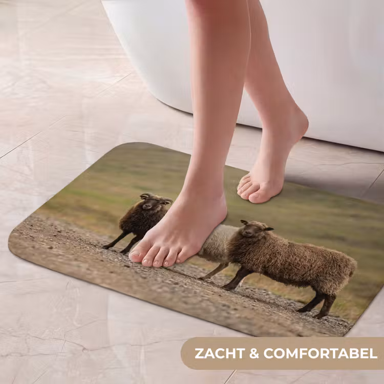 Schapen - Bruin - Wit - Grindpad Badmat klein -USP_ZachtNL