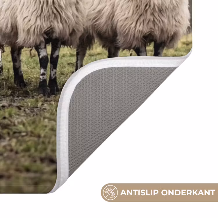 Schapen - Rij - Weide - Dieren - Platteland Badmat middel -USP_AntislipNL