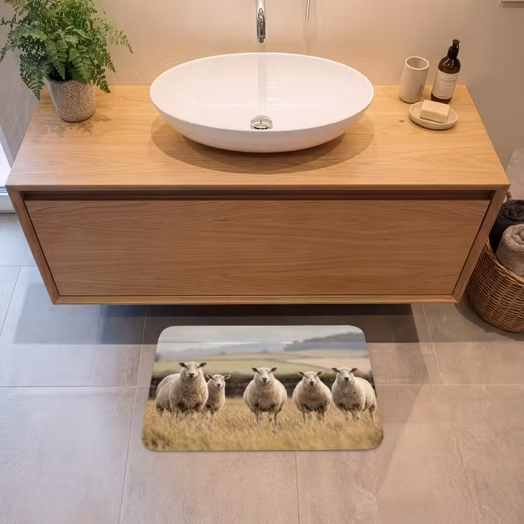 Schapen - Weidenlandschap - Heuvels Badmat klein -sfeer1