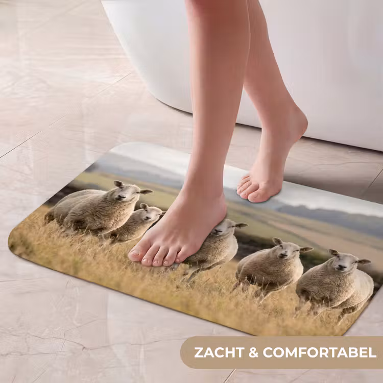Schapen - Weidenlandschap - Heuvels Badmat klein -USP_ZachtNL