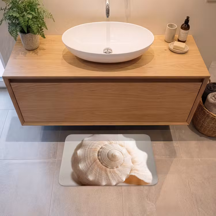 Schelp - Detail - Beige Badmat klein -sfeer1