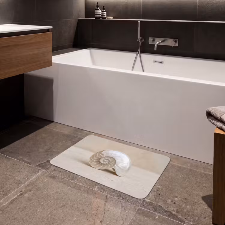 Schelp - Spiraal - Beige Badmat klein -sfeer3