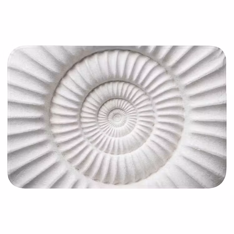 Schelp - Spiraal - Wit Badmat klein -3d