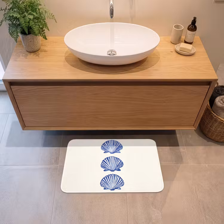 Schelpen - Blauw - Patroon Badmat klein -sfeer1