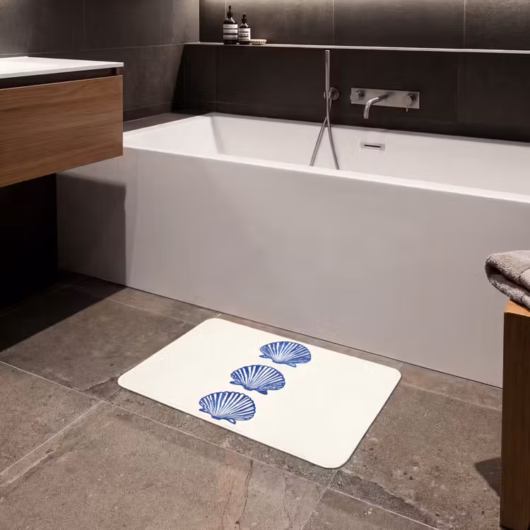 Schelpen - Blauw - Patroon Badmat klein -sfeer3