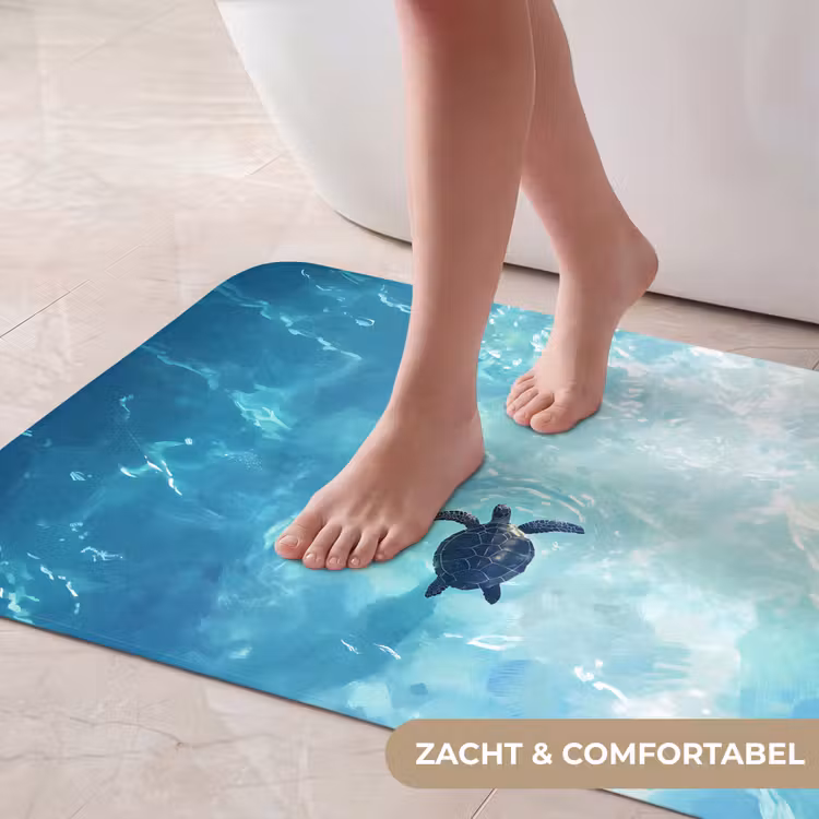 Schildpad - Zee - Blauw - Schittering Badmat klein -USP_ZachtNL
