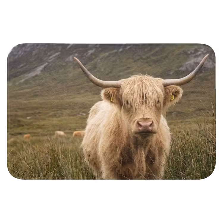 Schotse hooglander - Bergen - Grasveld Badmat klein -3d