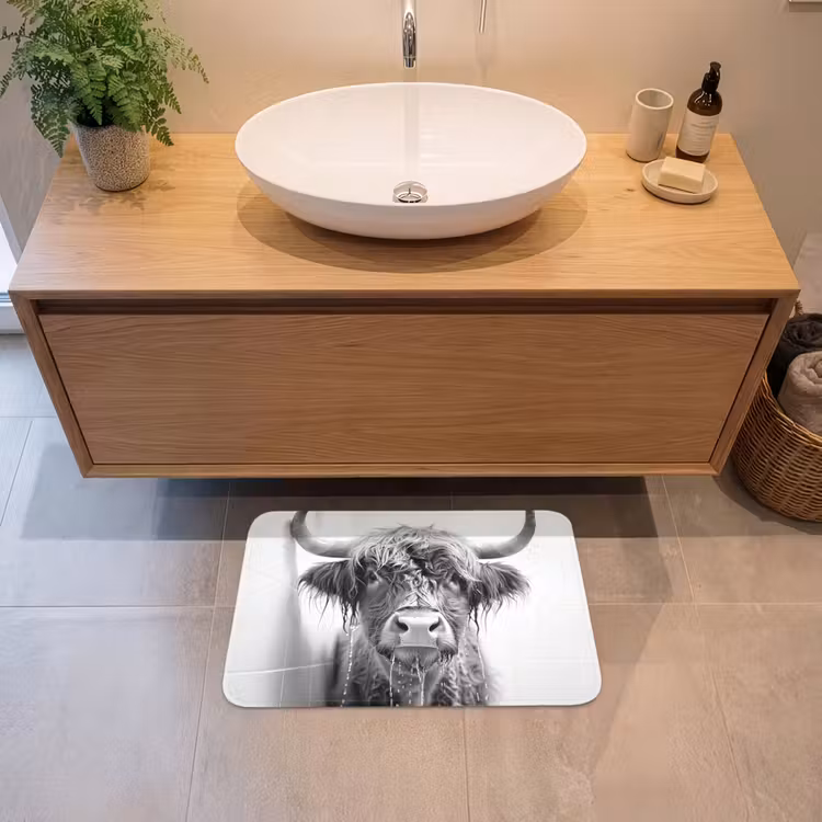 Schotse Hooglander - Dier - Douche - Humor Badmat klein -sfeer1