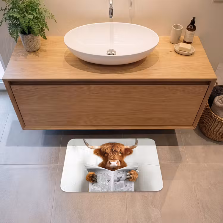 Schotse Hooglander - Dier - Krant - Toilet Badmat klein -sfeer1