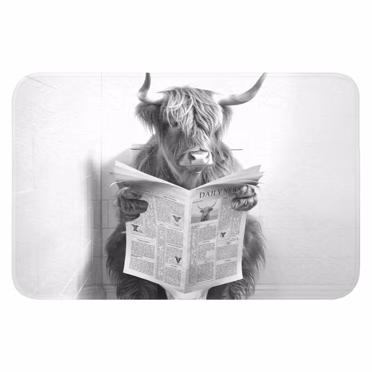 Schotse Hooglander - Dier - Krant - WC Badmat klein -3d
