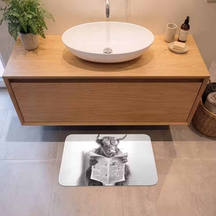 Schotse Hooglander - Dier - Krant - WC Badmat klein -sfeer1