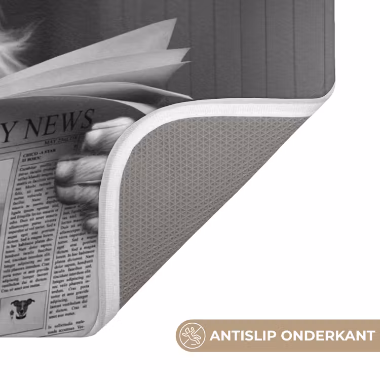 Schotse hooglander - Koe - Krant - WC - Zwart wit Badmat klein -USP_AntislipNL