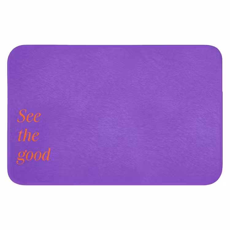 See the good - Oranje - Paars Badmat klein -3d