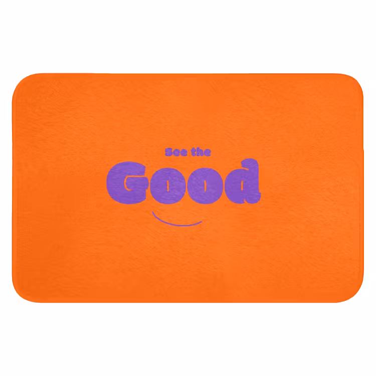 See the good - Paars - Oranje - Smiley Badmat klein -3d