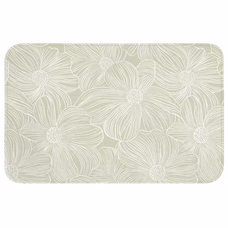 Sereen - Bloemen - Groen Badmat middel 997 -3d