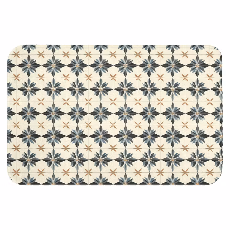 Sierlijk - Ornament - Blauw Badmat klein 997 -3d