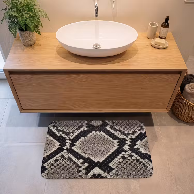 Slangenleer - Patroon - Beige Badmat klein -sfeer1