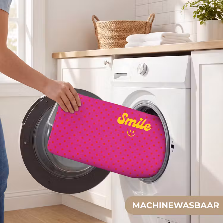 Smile - Stippen - Geel - Smiley - Roze Badmat klein -USP_WasbaarNL