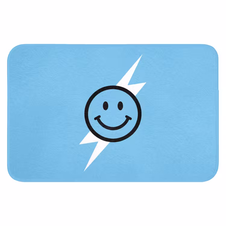 Smiley - Blauw - Bliksem Badmat klein -3d