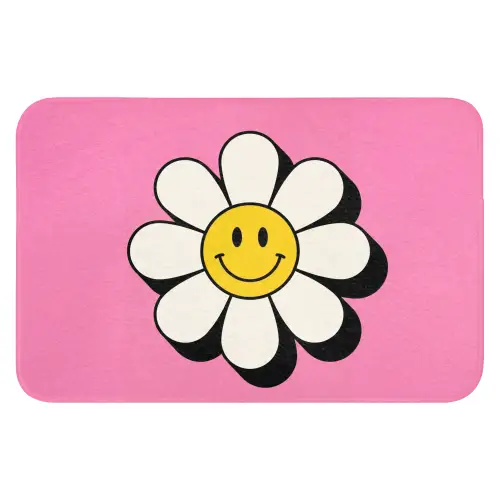 Smiley - Bloem - Roze Badmat klein -3d