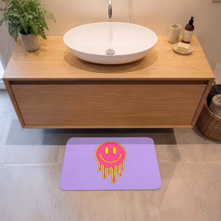 Smiley - Drip - Neon Badmat klein -sfeer1