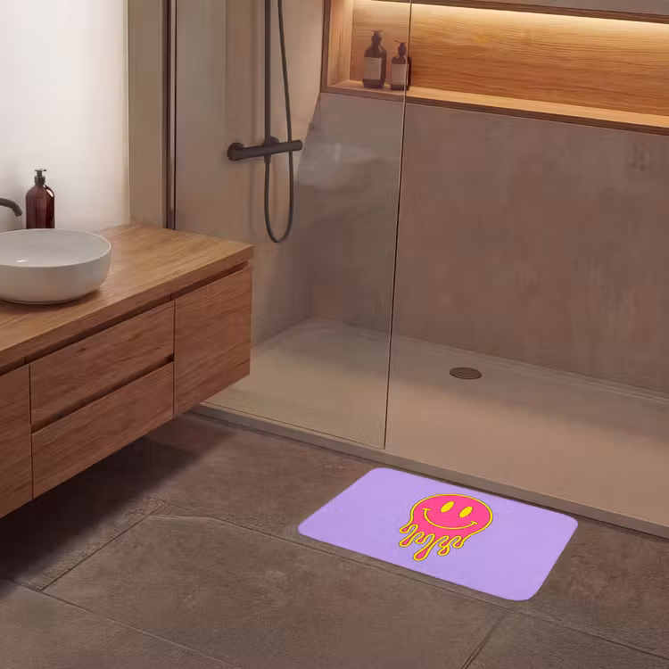 Smiley - Drip - Neon Badmat klein -sfeer2