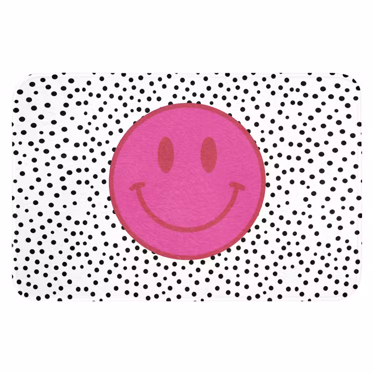 Smiley - Roze - Stippen Badmat klein -3d