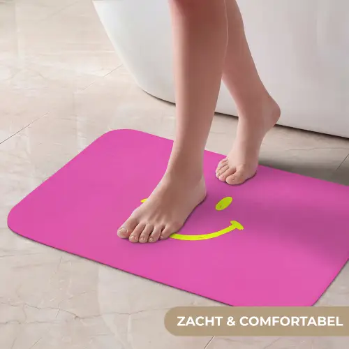 Smiley - Vrolijk - Roze Badmat klein -USP_ZachtNL