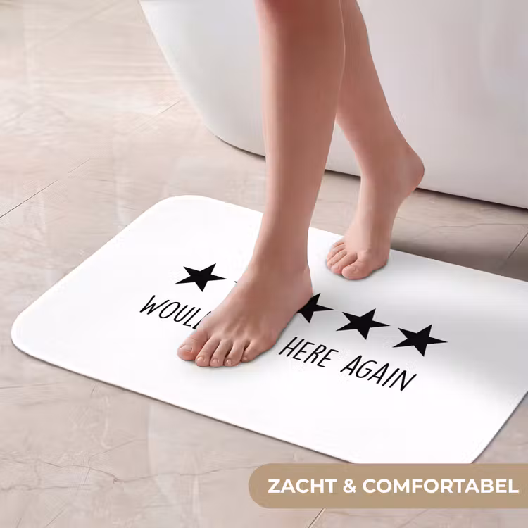 Spreuken - Would poop here again - Zwart - Quote Badmat klein -USP_ZachtNL