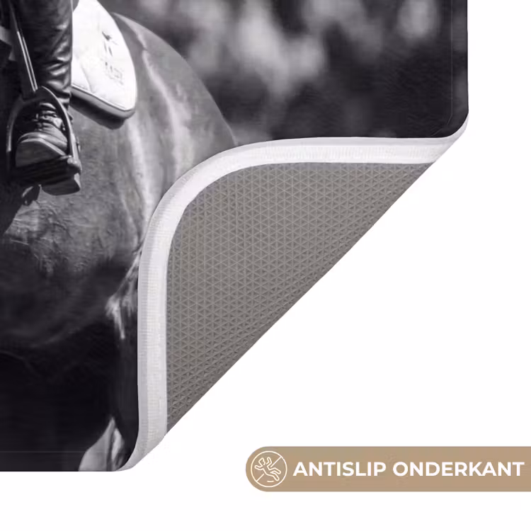 Springen - Paard - Zwart - Wit Badmat klein -USP_AntislipNL
