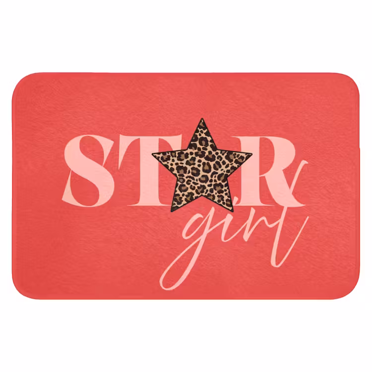 Star girl - Rood - Panter - Ster Badmat klein -3d