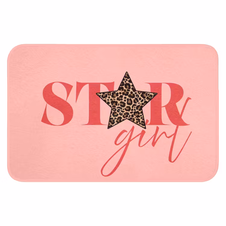 Star girl - Roze - Panter - Ster Badmat klein -3d