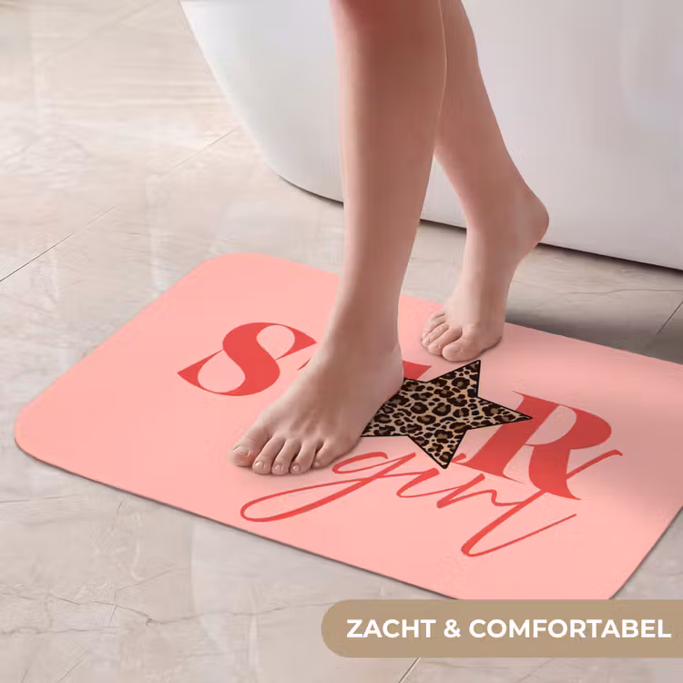 Star girl - Roze - Panter - Ster Badmat klein -USP_ZachtNL