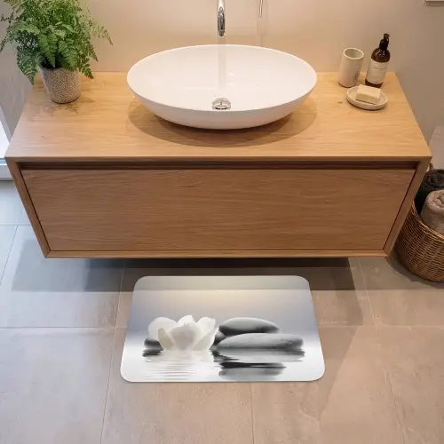 Stenen - Lotus - Wit - Water - Zen Badmat klein -sfeer1