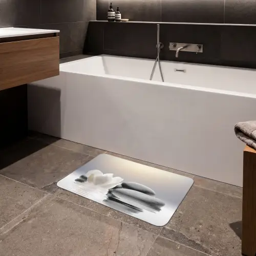 Stenen - Lotus - Wit - Water - Zen Badmat klein -sfeer3