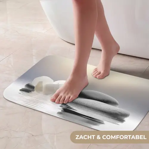 Stenen - Lotus - Wit - Water - Zen Badmat klein -USP_ZachtNL