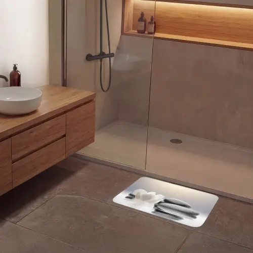 Stenen - Lotus - Wit - Water - Zen Badmat klein -sfeer2